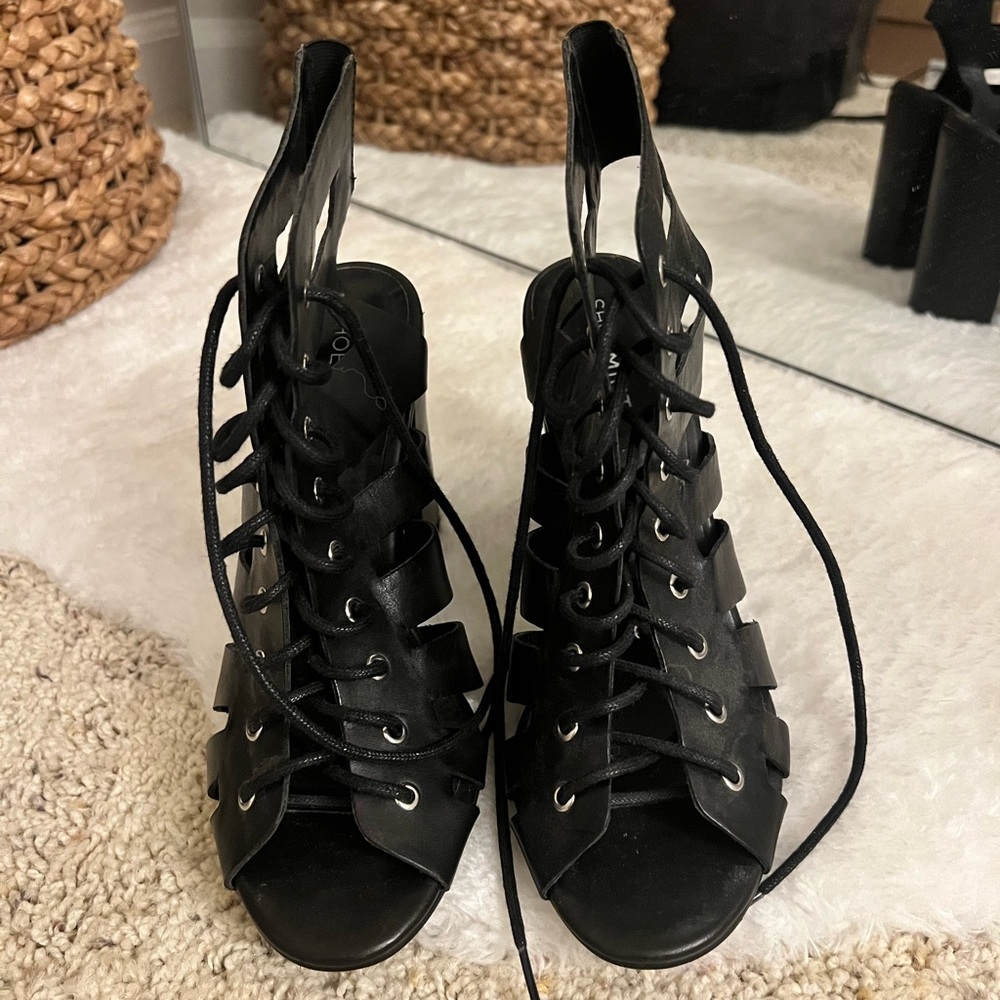 Shoemint Caged Lace-Up Heels (NWT)